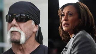 Hulk Hogan’s Wild Body Slam Suggestion for Kamala Harris Leaves His Biopic on the Cutting Room Floor (Photos: AP Photo/Chris O'Meara, File; NICHOLAS KAMM/AFP via Getty Images)