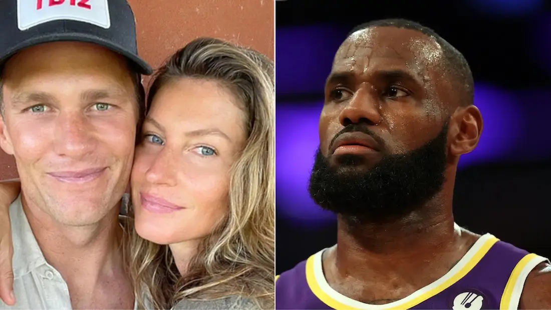 LeBron James (R) Accused of ‘Dissing’ Newly-Divorced Tom Brady (L) as Ex-Wife Gisele Bundchen Eyes Remarriage (Photos: @tombrady/Instagram; Ronald Martinez/Getty Images)