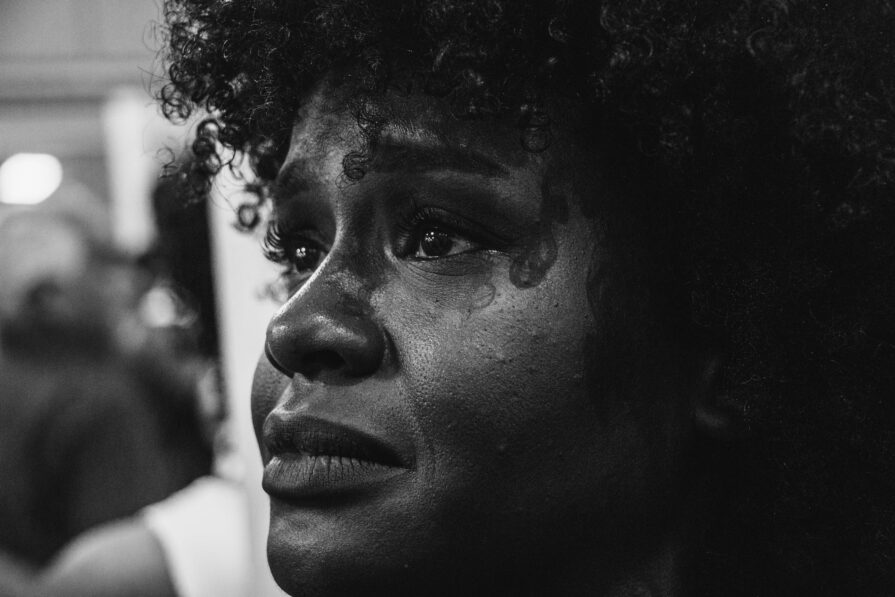 Black woman crying