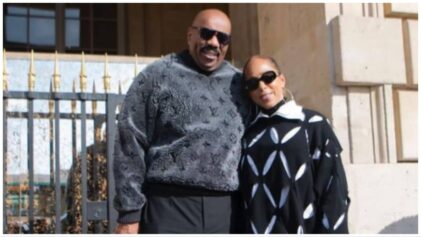 Fans say Steve Harvey doesn't look 'happy' posing beside his wife Marjorie in new photos following rumors she cheated.