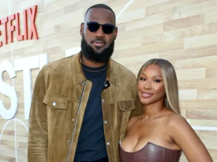 LOS ANGELES, CALIFORNIA - JUNE 01: (L-R) LeBron James and Savannah James attendsthe Netflix World Premiere of "Hustle" at Regency Village Theatre on June 01, 2022 in Los Angeles, California. (Photo by Phillip Faraone/Getty Images for Netflix)