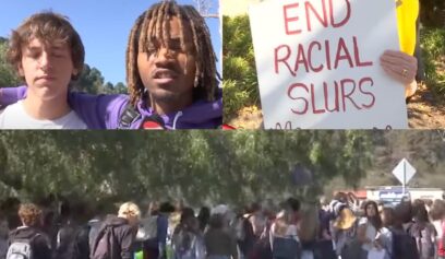 students protest racial slur video with walkout