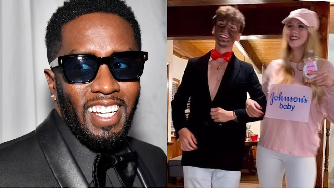 College student under fire over racist Diddy costume (Photo by Paras Griffin/Getty Images; @spaceatmidnight / TikTok)
