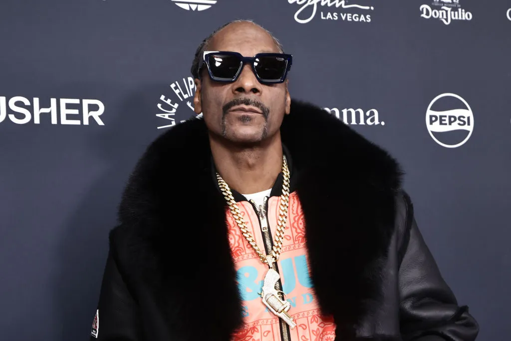 LAS VEGAS, NEVADA - FEBRUARY 11: Snoop Dogg attends Flipper's Roller Boogie Palace after party at the Encore Beach Club at Encore Las Vegas on February 11, 2024 in Las Vegas, Nevada. (Photo by Greg Doherty/WireImage)