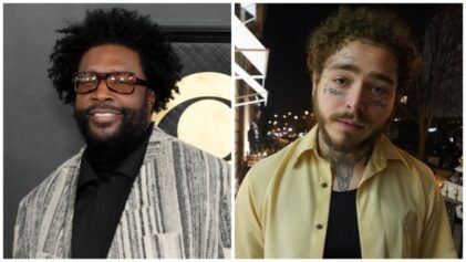 Questlove (L) calls out "White Iverson" rapper Post Malone (R) for "code switching" following his Super Bowl performance.