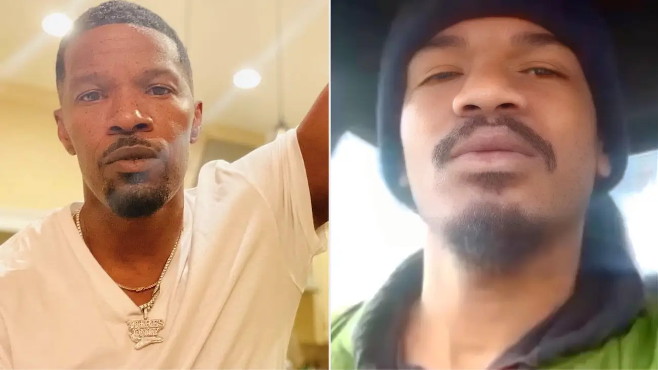 A man claiming to be comedian Jamie Foxx's son forced to confess after getting shut down by the actor. (Photo: @iamjamiefoxx/Instagram ; Young Tommie Network / YouTube)
