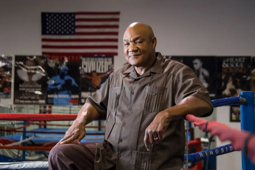 George Foreman, former heavyweight boxing champion, who is now a minister, poses for a portrait at the George Foreman Youth and Community Center on Wednesday, July 22, 2015, in Houston. ( Brett Coomer / Houston Chronicle ) (Photo by Brett Coomer/Houston Chronicle via Getty Images)