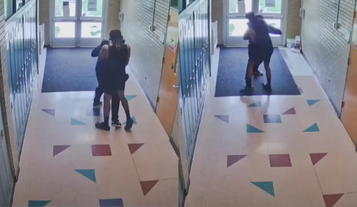 Surveillance video shows middle school coach choking 14-year-old boy wearing T-shirt, with parents demanding assault charges