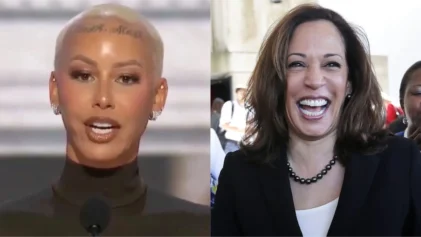 Amber Rose took to social media to persuade her 24.2 million not to vote for Kamala Harris (Photos: YouTube screenshot/WSVN; AP Photo/Lynne Sladky, File)