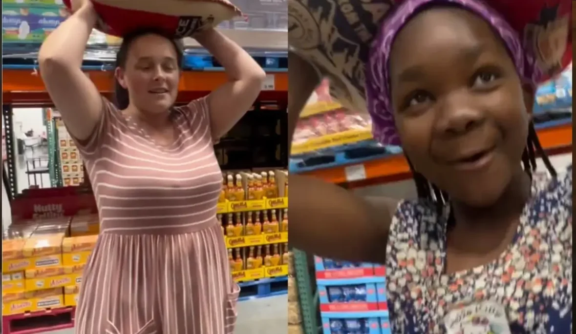 White adoptive mother sparks outrage by ordering black baby to wear bag of rice on head 'like an African', video shows