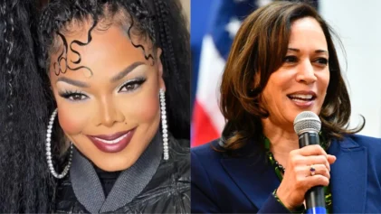 Singer Janet Jackson regurgitates Trump’s talking point that Kamala Harris is not Black and has a White Father. (@JanetJackson/Instagram; AP Photo/Meg Kinnard)