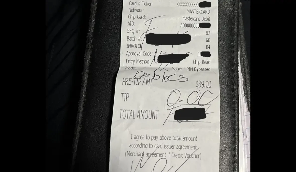 A fight broke out in Kansas College Town after a man wrote “Fuck you, bitch” on a receipt instead of leaving a tip.