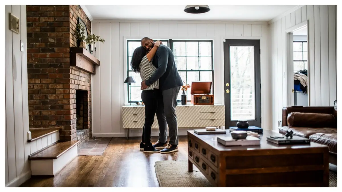 Black couple in their home