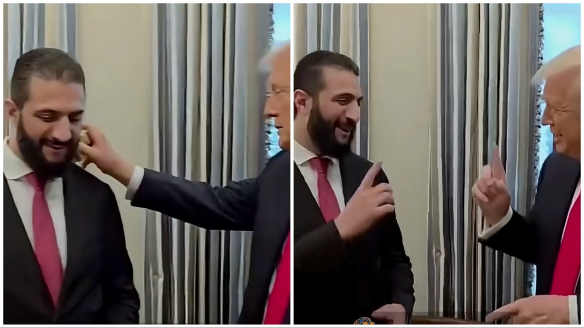 ‘Hahaha’: Trump Stuns Syrian President with Surprise Cologne Attack — When He Tries to Block It, Trump Douses Him Again and Then Asks a Wild Question About His Wife ‘Hahaha’: Trump Stuns Syrian President with Surprise Cologne Attack — When He Tries to Block It, Trump Douses Him Again and Then Asks a Wild Question About His Wife