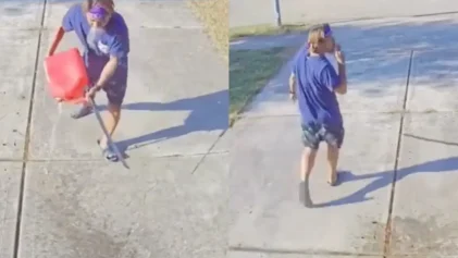 exas Man Caught on Video Swinging Sword at Neighbor, Pouring Gasoline on Her Home While Her Kids Are Inside