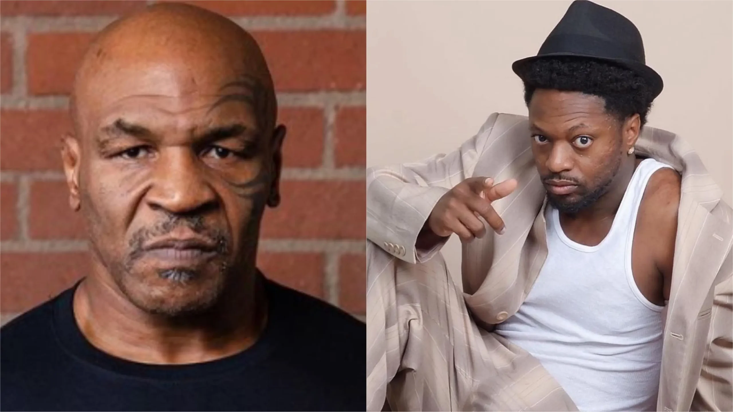 Former heavyweight champion Mike Tyson is promoting his upcoming fight with Jake Paul against comedian Funny Marco, and fans are worried he was nervous. (Photos: @miketyson / Instagram; @funnymarco / Instagram)