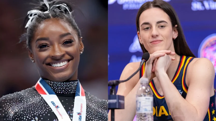 Simone Biles and Caitlin Clark (Photos: Ezra Shaw/Getty Images; Michael Hickey/Getty Images)