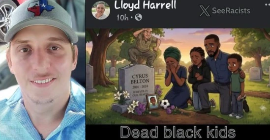 Friends of Lloyd Harrell (left) are calling him out for a racist post.