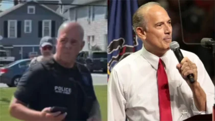 Lycoming District Attorney Tom Marino (right) is defending one of his officers, Tyson Havens (left).