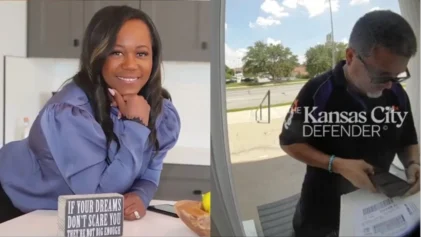 Shawnna Murrell (left) said the driver (right) was caught on her Ring camera saying the slur.