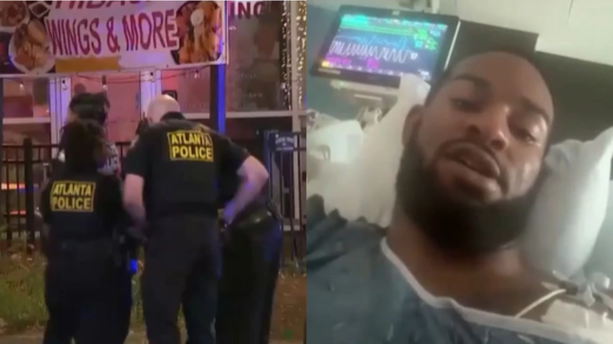 Gregory Thomas III (right) was working as a security guard was shot in Midtown Atlanta on Thursday.