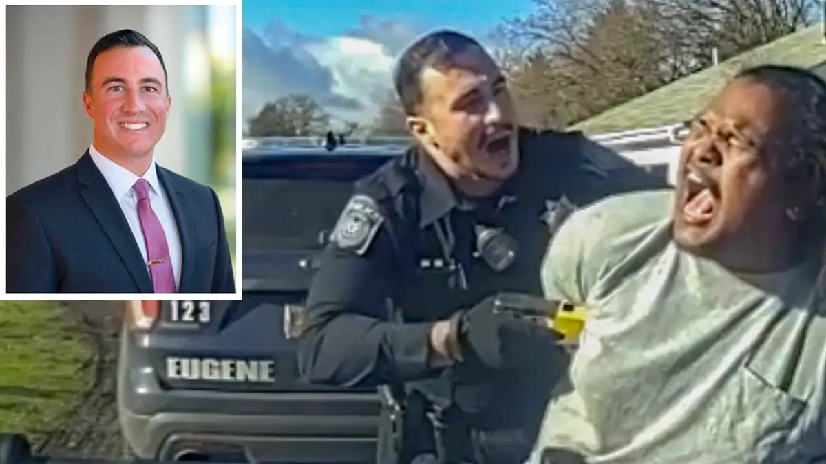 An Oregon cop who punched and tasered a handcuffed man, leading to his forced termination and a lawsuit against him is insisting the city pay for his