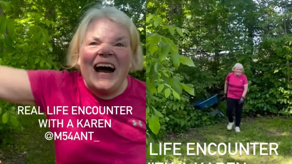 White Woman Comes Crawling Out of Bushes with Wheelbarrow, Marches Straight Up to Black Neighbor Recording Her, Then Starts ‘Glitching’ Mid-Rant When He Calmly Calls Her Out