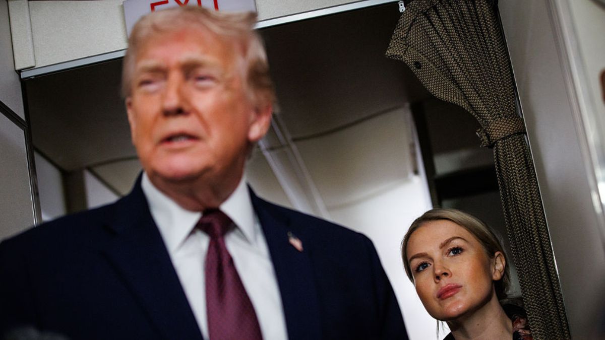 ‘Gross’: Trump Nearly Falls, Blames the Media for Putting Him in Danger — but His Weird ‘Grabbing’ Leavitt Comment Has Folks Bringing Up Her Husband