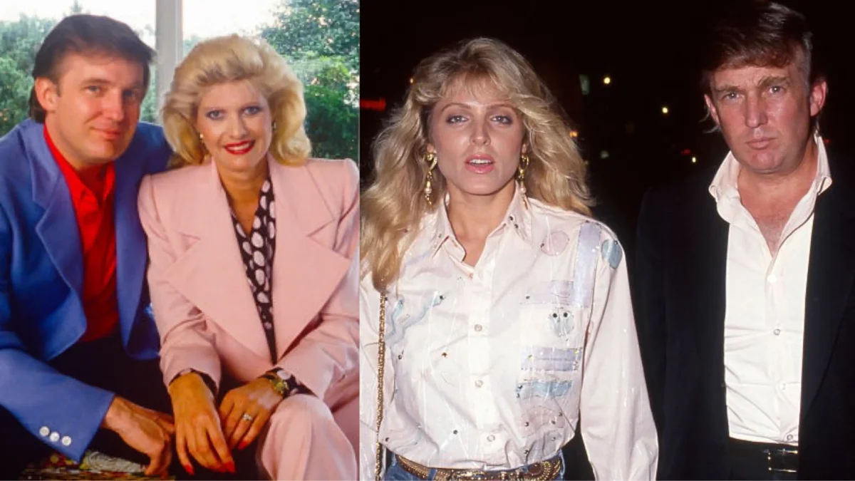 Donald Trump with first wife, Ivana (L), Donald Trump and then-girlfriend Marla Maples(R) (Photo: Joe McNally  / Getty Images ; Vinnie Zuffante/Getty Images)