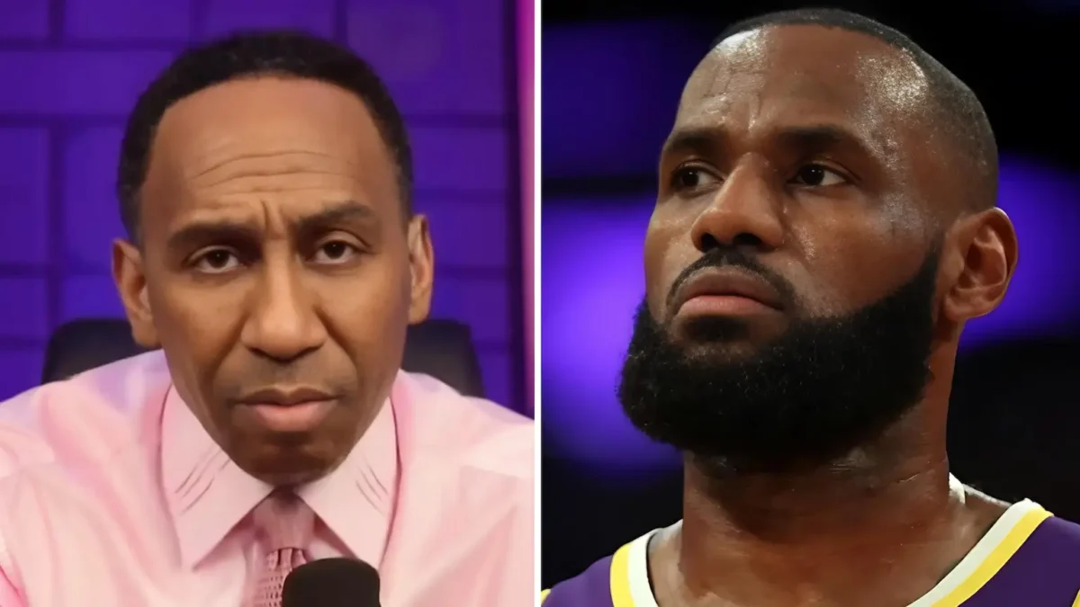 Stephen A. Smith addressed viral spat with LeBron James after fans said he was shook by the NBA player's fiery defense of Bronny James. (Photo by Stephen A. Smith / Instagram ; Ronald Martinez/Getty Images)