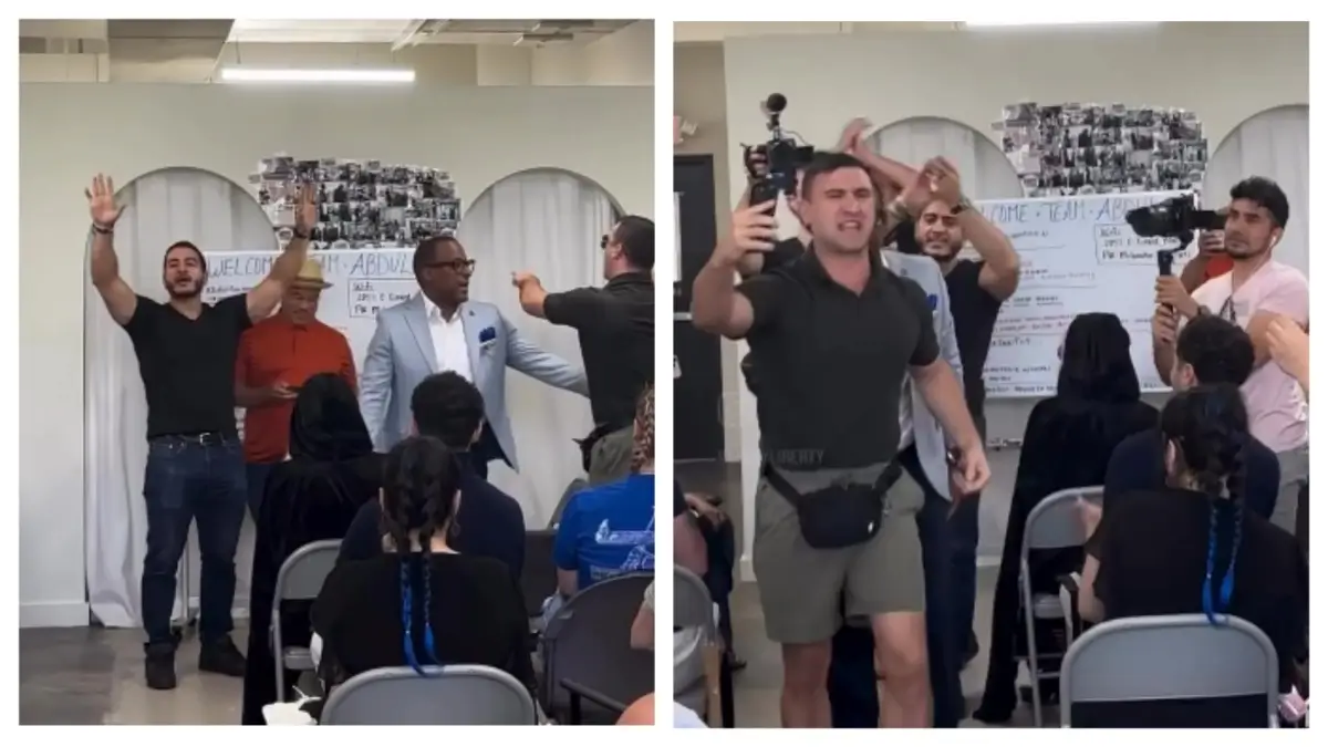 A wild video of Trump supporter Jake Lang trying to disrupt an Abdul El-Sayed campaign event weeks ago is making the rounds again and what happened inside