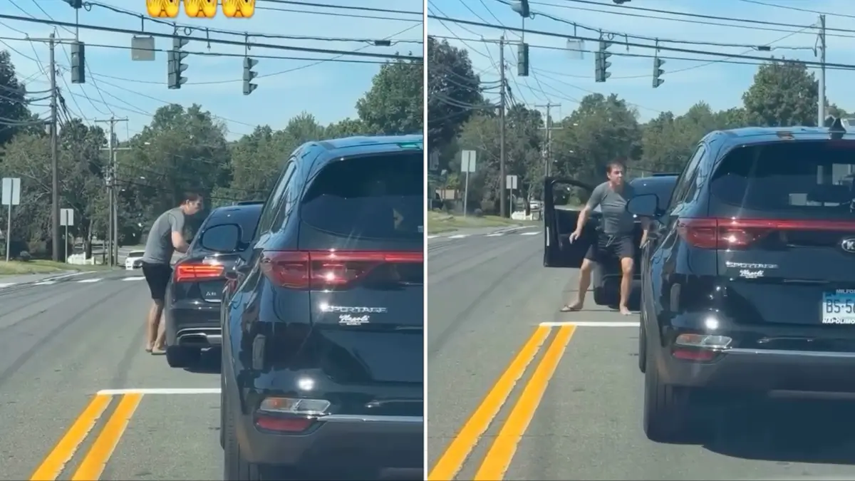 White Driver Gets More Than He Bargained for When Black Man He Socked Gets Out of His Car